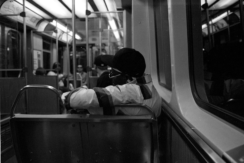 asleep on the train