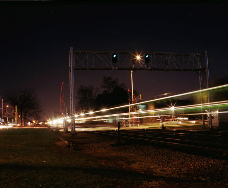 passing train at night