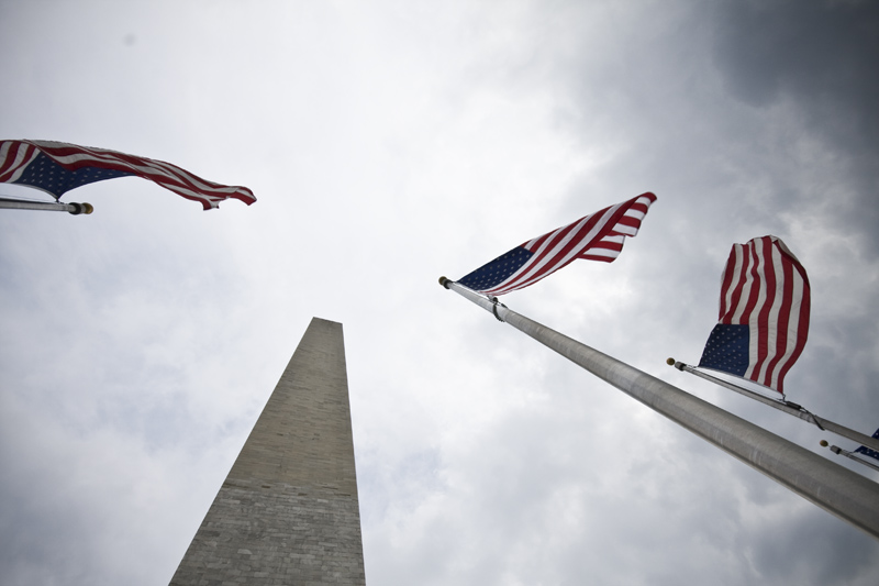 Washington Monument and Flags