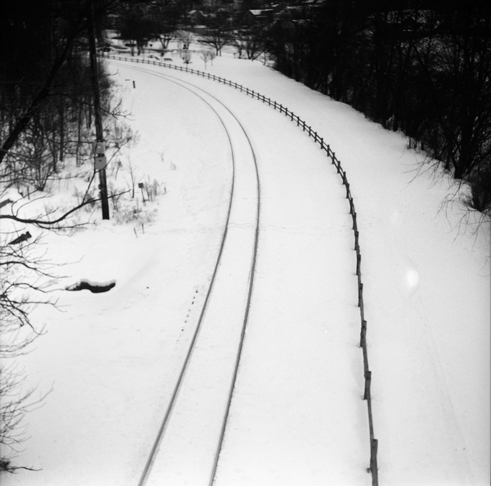 Snow-Covered Tracks from Above