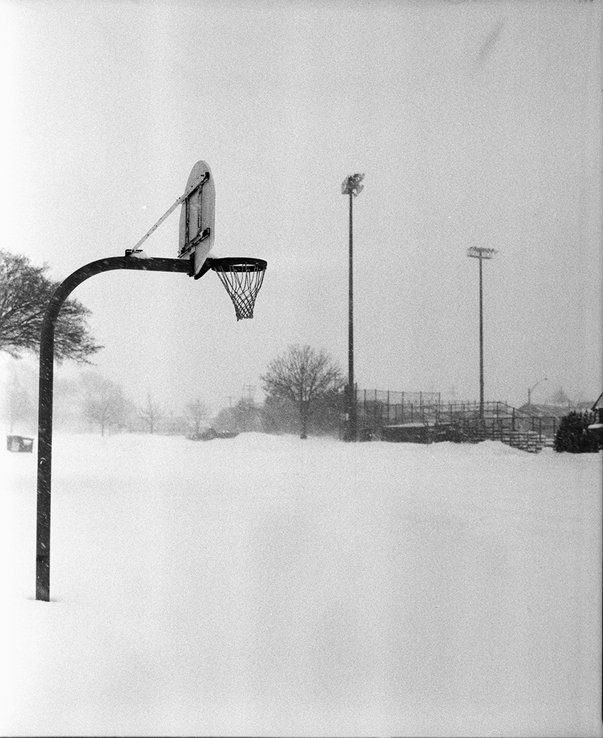 Basketball Hoop in Blizzard