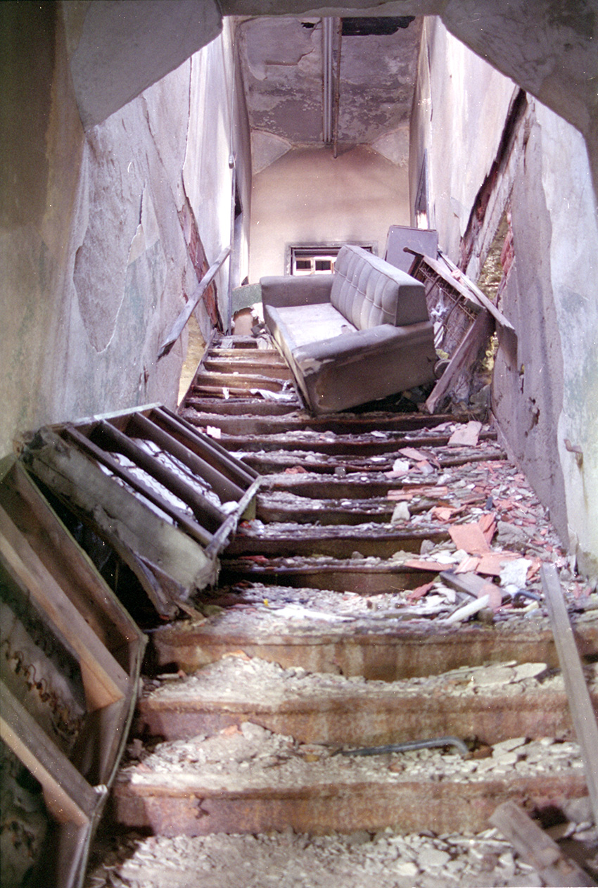 Stairs full of Rubble and Furniture