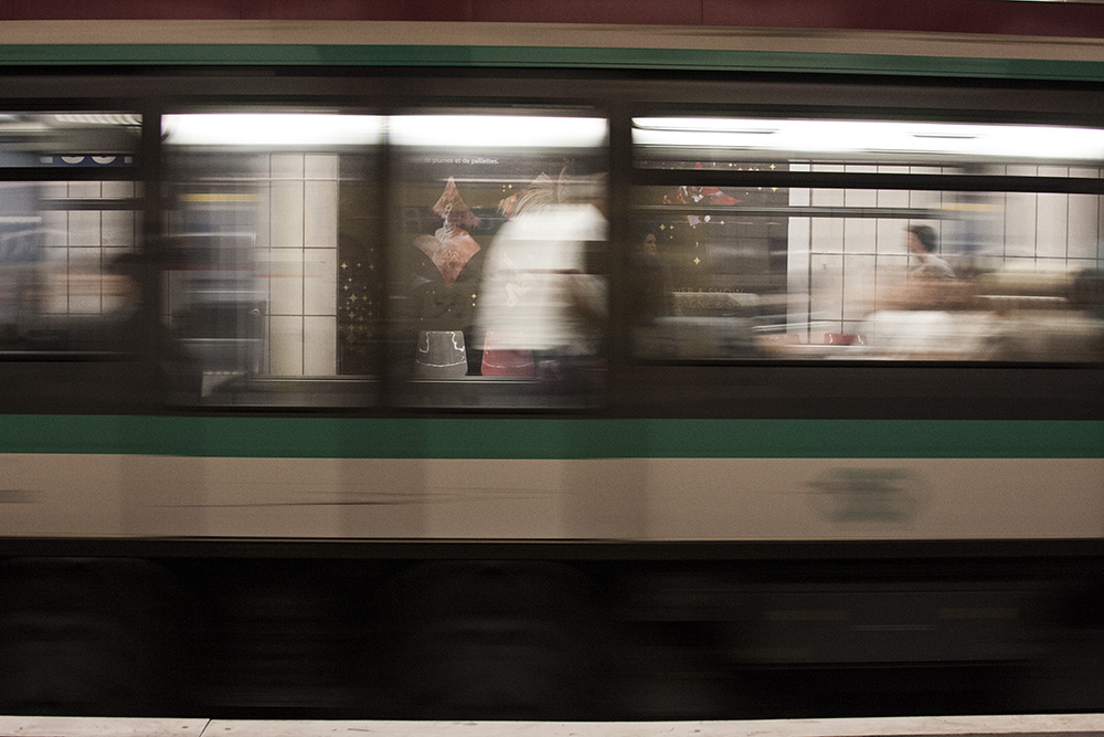 Passing Paris Metro Train